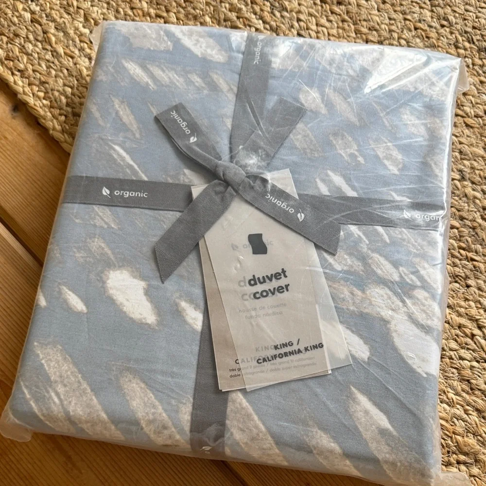 West Elm Organic Duvet Cover in Blue and White
